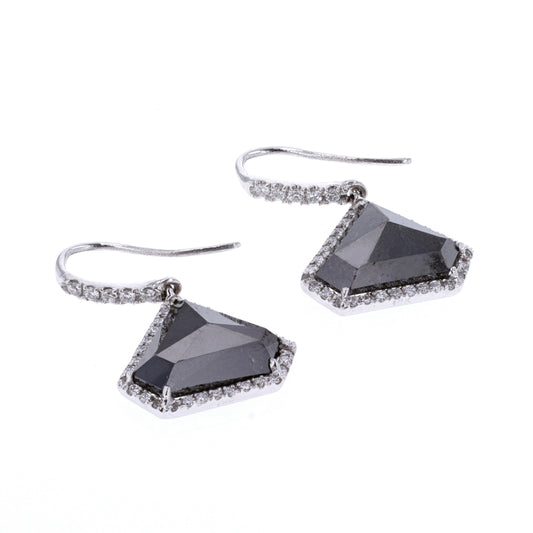 18KT White Gold 11.90ctw White and Black Diamond Estate Earrings
