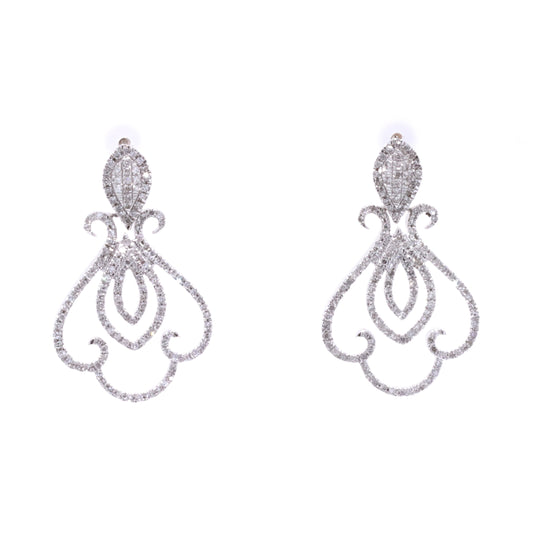 14KT White Gold Custom Made 0.90ctw Diamond Earrings Final Sale