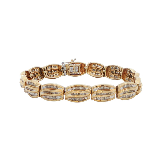 10KT Two-Tone Gold 3.02ctw Diamond 6.75" Estate Bracelet