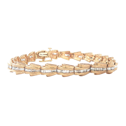 14KT Yellow Gold 1.00ctw Diamond 7" Estate Bracelet
