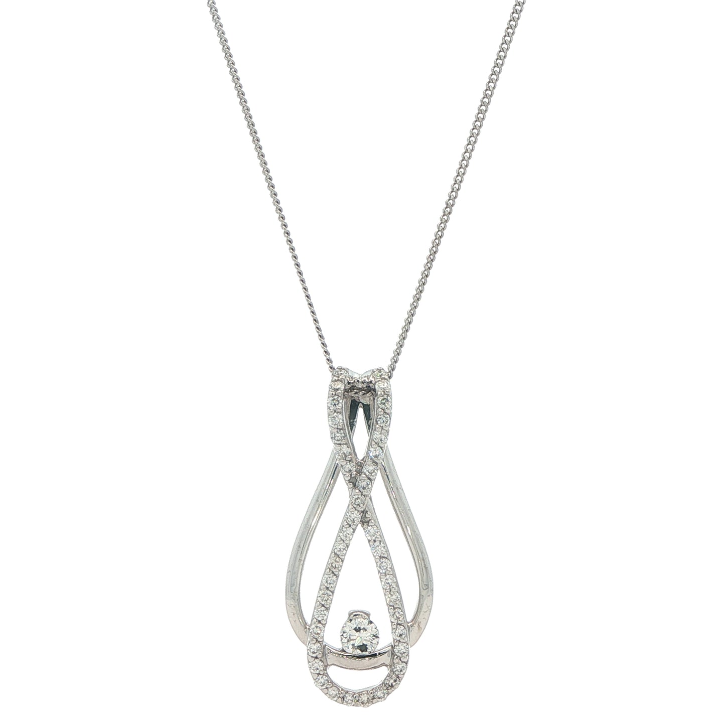10KT White Gold 0.27ctw Diamond Estate 18" Necklace