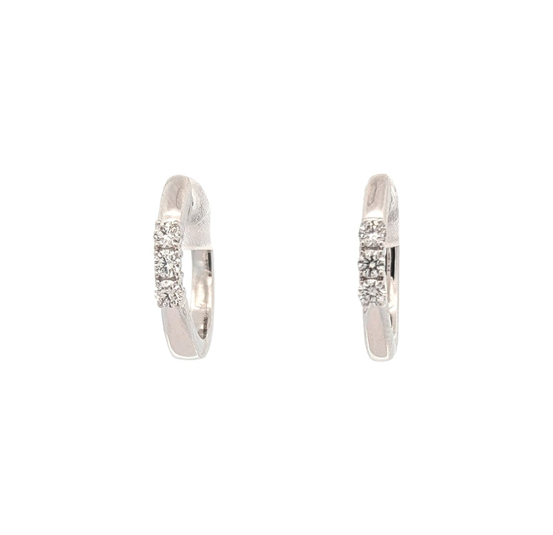 14KT White Gold 0.25ctw Diamond Estate Hoop Earrings