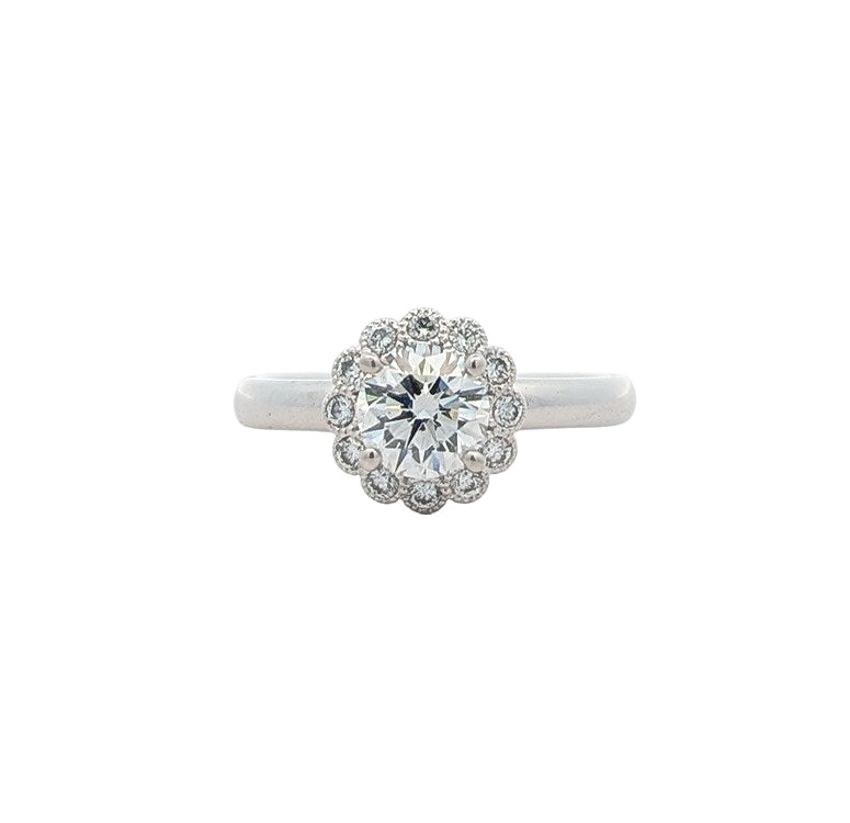 18KT White Gold 0.86ctw Canadian Diamond Estate Engagement Ring