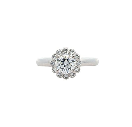 18KT White Gold 0.86ctw Canadian Diamond Estate Engagement Ring