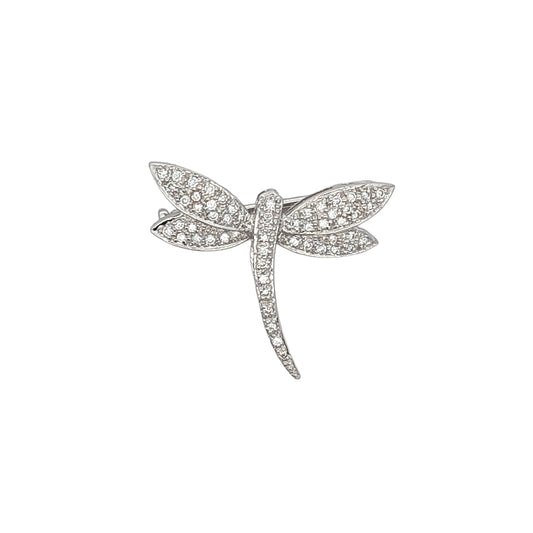 18K White Gold 0.50ctw Diamond Dragonfly Pin