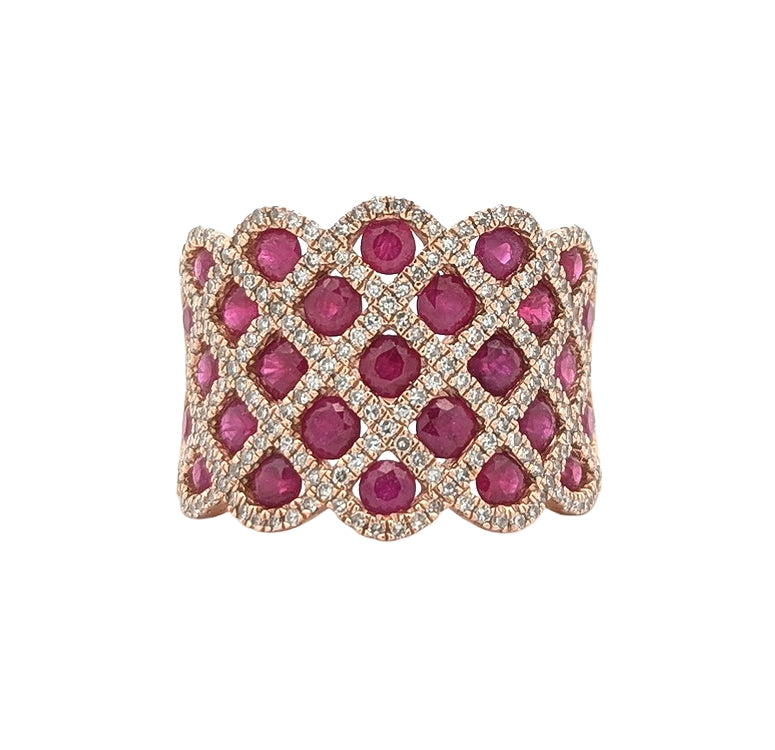 14K Rose Gold 0.63ctw Diamond Ruby Ring Size 6.75
