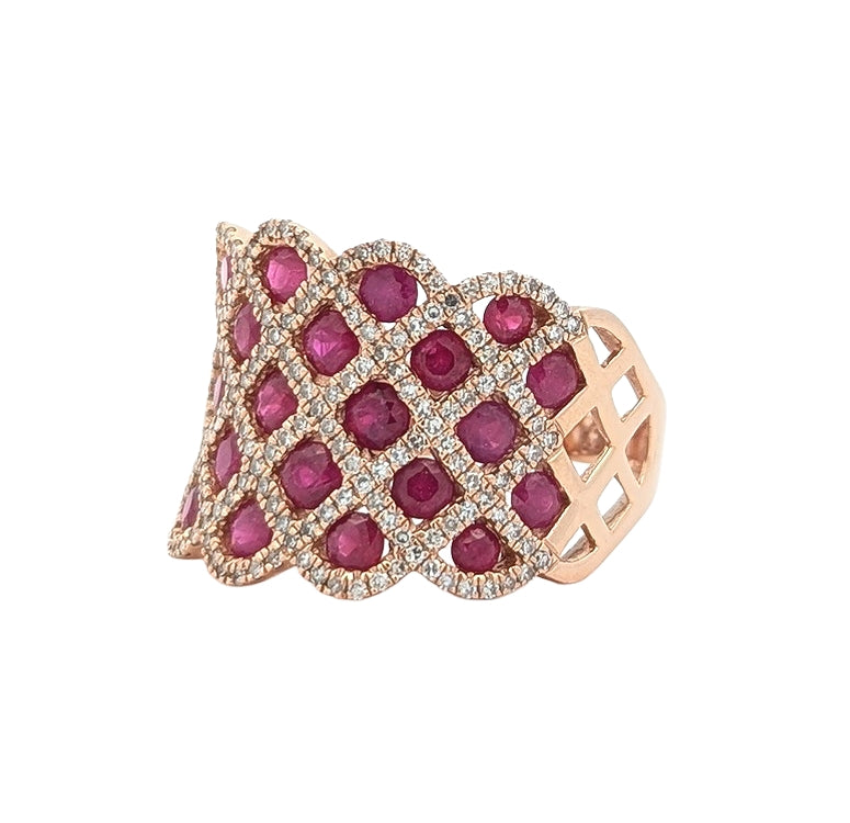 14K Rose Gold 0.63ctw Diamond Ruby Ring Size 6.75