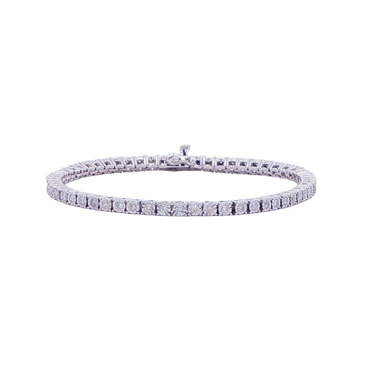 14KT White Gold 1.00ctw Diamond 7 Estate Tennis Bracelet