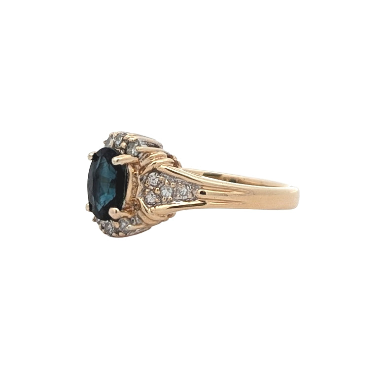 14KT Yellow and White Gold 0.24ctw Diamond Sapphire Estate Ring size 6