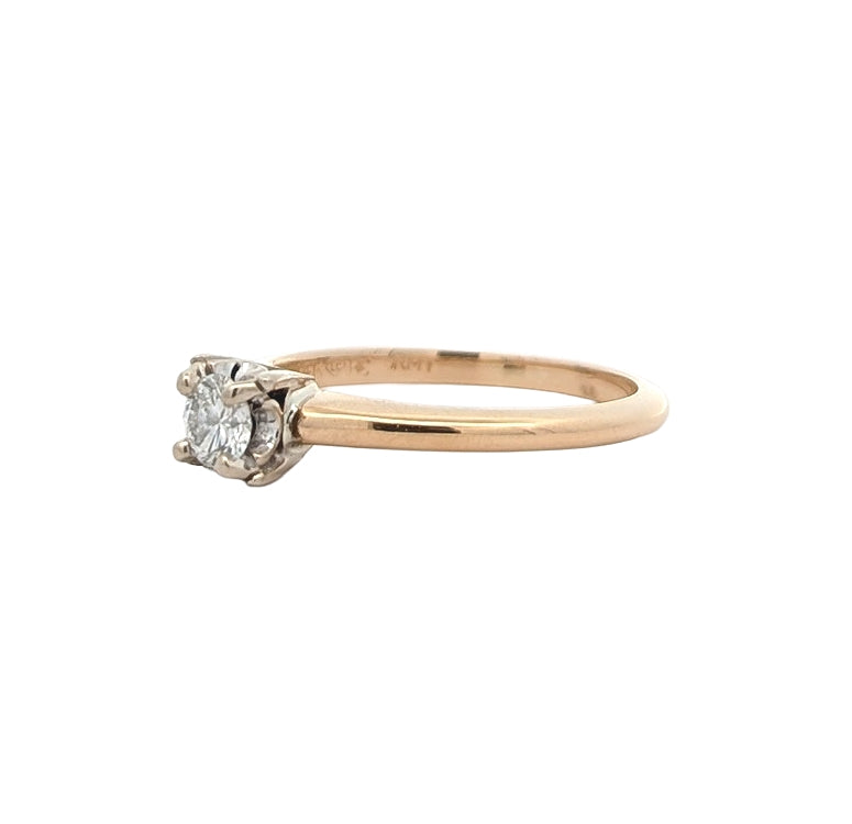 14KT Two-Tone Gold 0.25ctw Diamond Estate Engagement Ring size