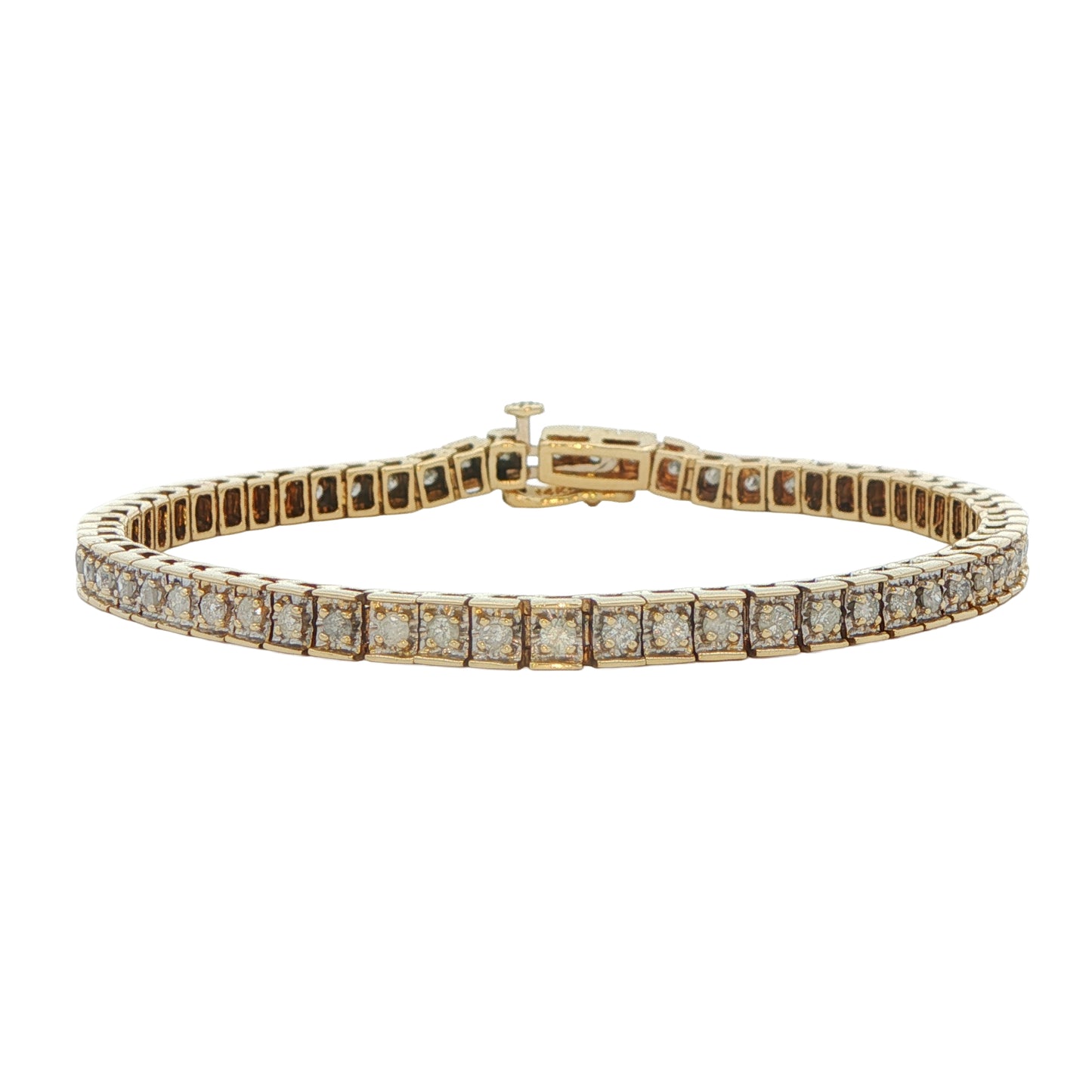 14K Yellow Gold 2.00ctw Diamond 7.5 Estate Tennis Bracelet