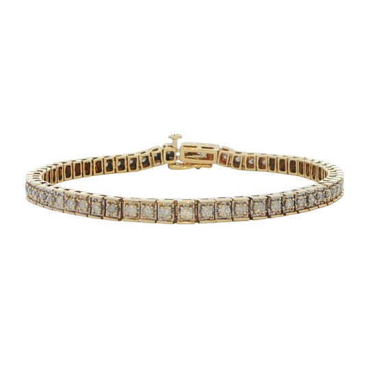 14K Yellow Gold 2.00ctw Diamond 7.5 Estate Tennis Bracelet