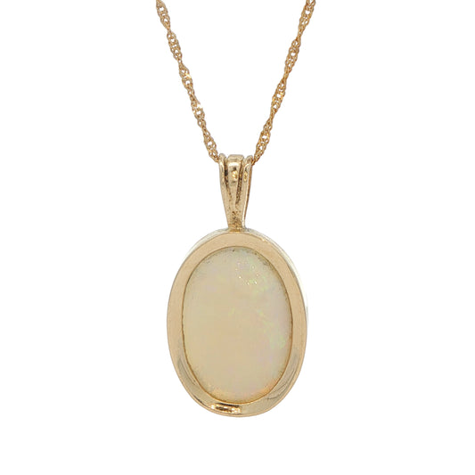 10-14KT Yellow Gold Estate Opal 17 Necklace