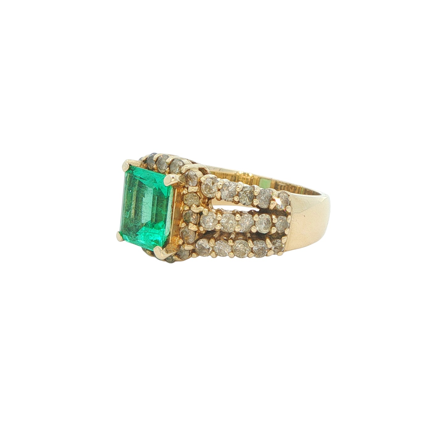 14KT Yellow Gold Emerald 1.40ctw Diamond Estate Ring size 6