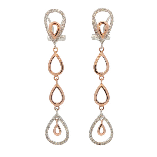 14KT Two-Toned 0.45ctw Diamond Estate Dangle Earrings