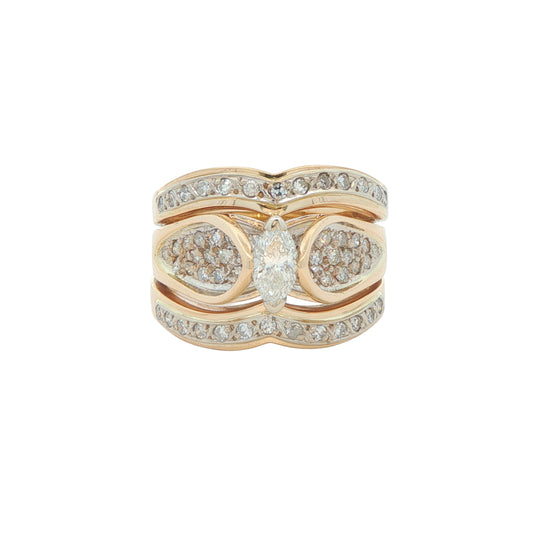 14KT Two-Toned 0.94ctw Diamond Estate Engagement Ring size 8.5