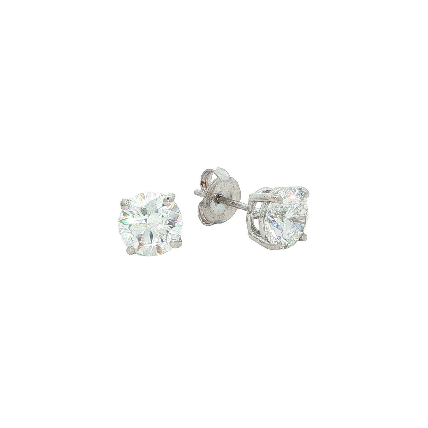 14K White Gold 2.51ctw Lab Grown Diamond Estate Stud Earrings