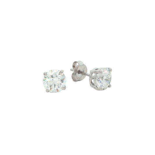 14K White Gold 2.51ctw Lab Grown Diamond Estate Stud Earrings