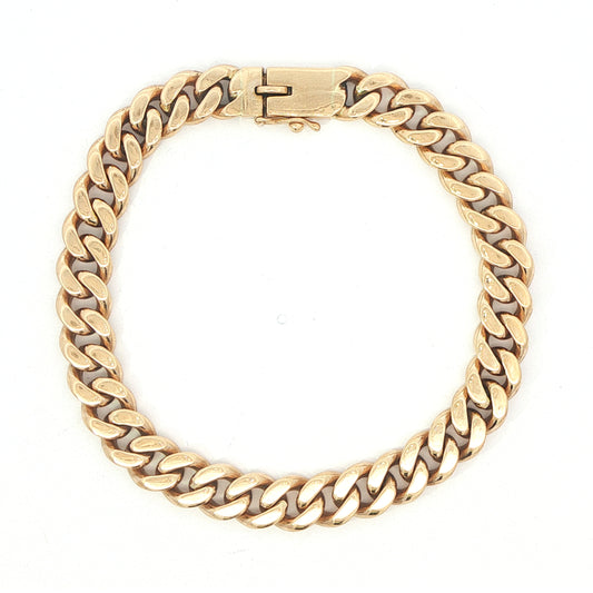 14KT Yellow Gold 8.5 Cuban Link Estate Bracelet