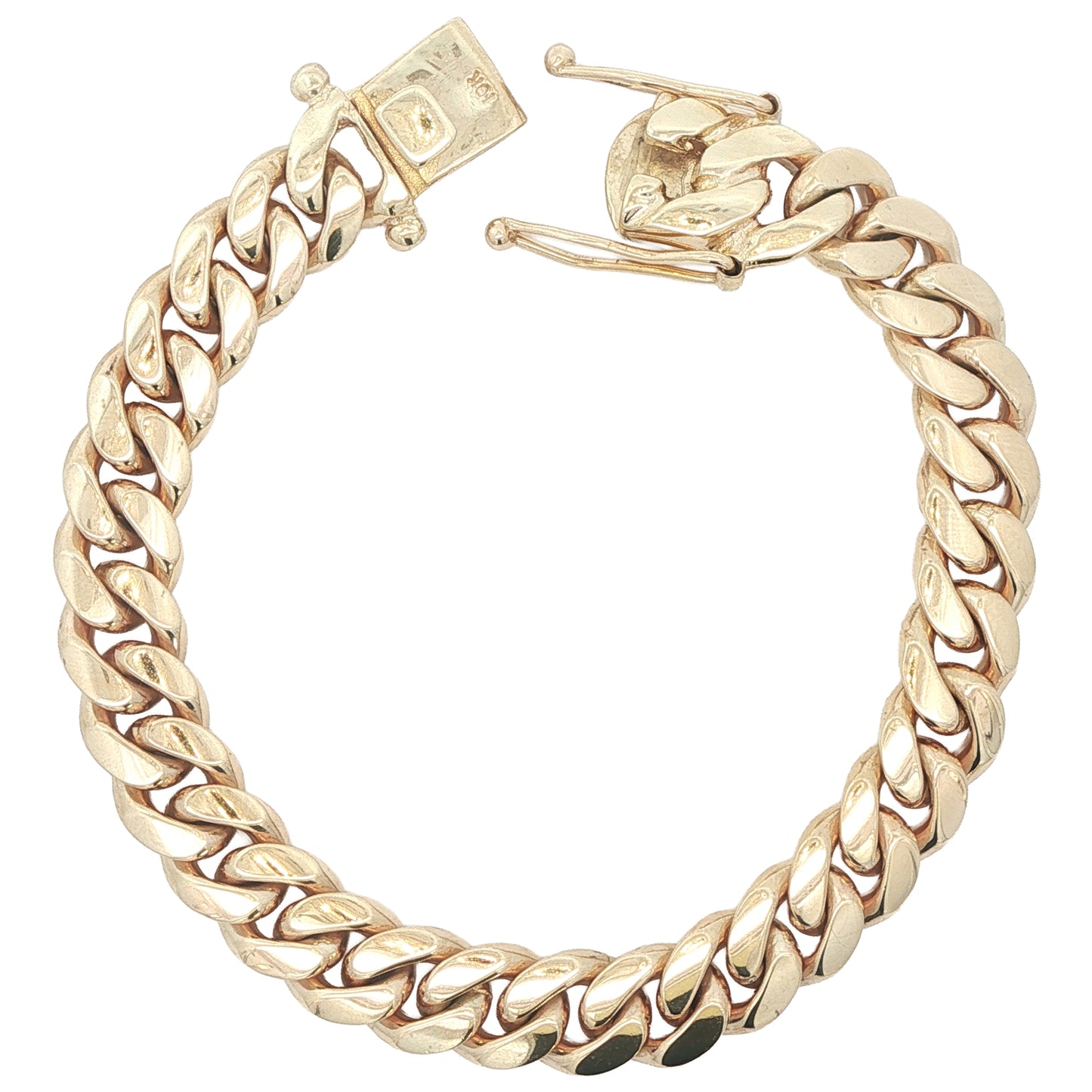 10K Yellow Gold 10mm Curb 9 Bracelet