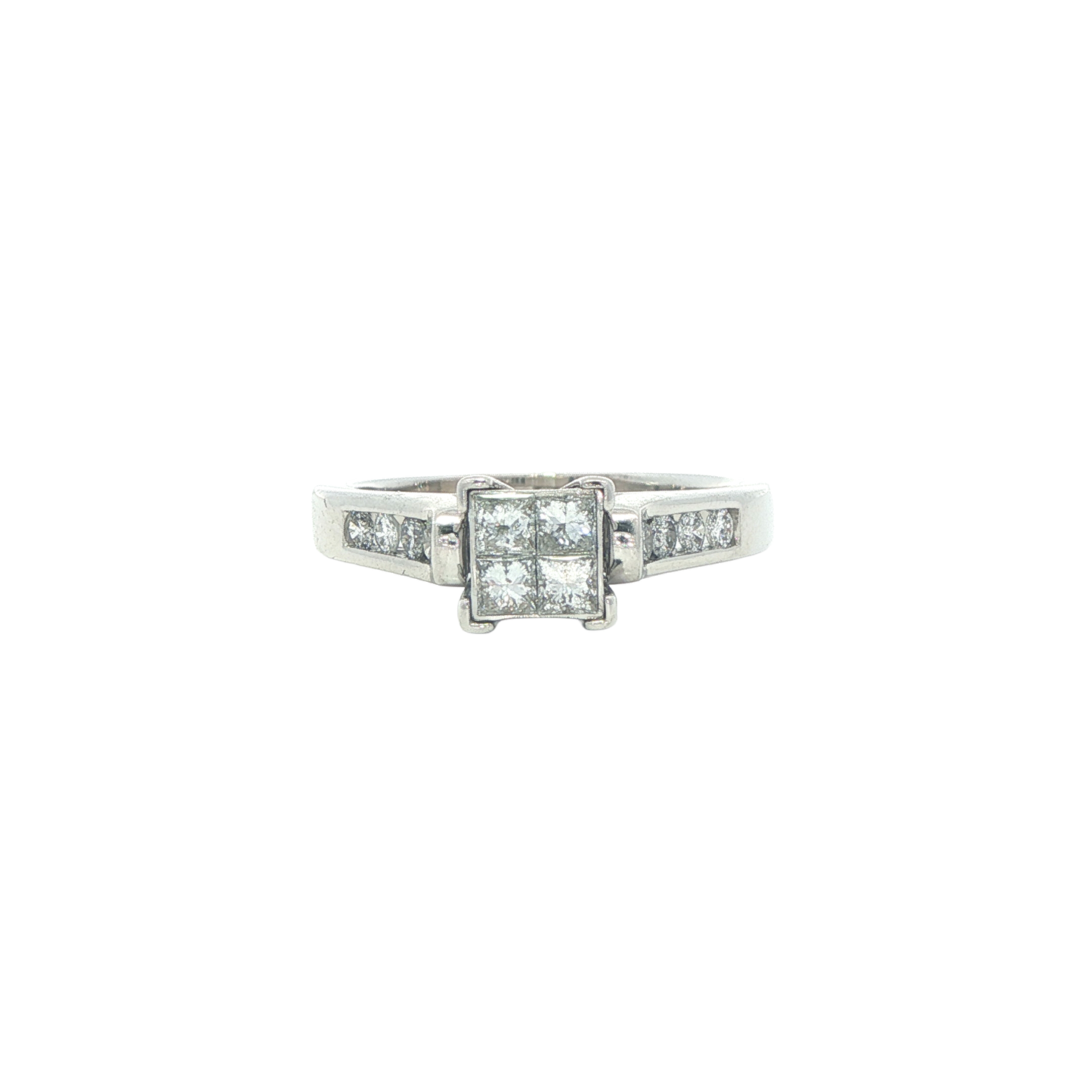 14KT White Gold 0.58ctw Diamond Estate Engagement Ring size 7