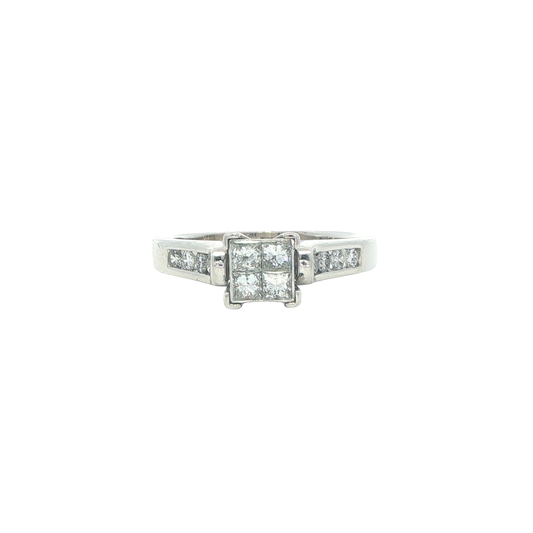 14KT White Gold 0.58ctw Diamond Estate Engagement Ring size 7