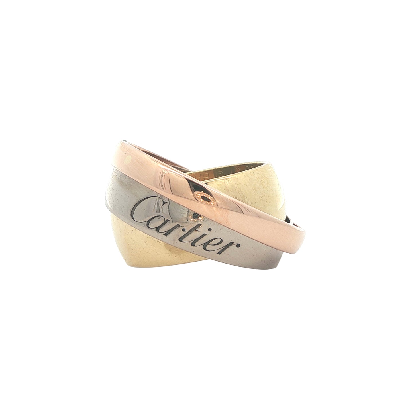18KT Tri-tone Rolling Band Trademark is "Cartier"