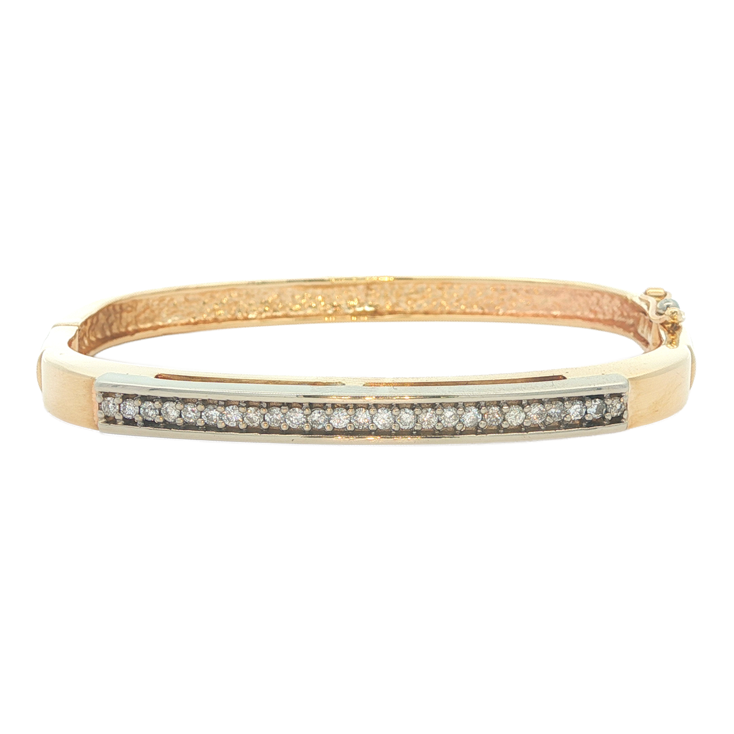 14KT Two-tone Gold and 0.40ct Diamond Hinged Bangle