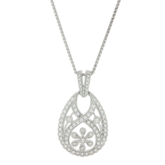14KT White Gold Diamond Pendant and 18" Chain