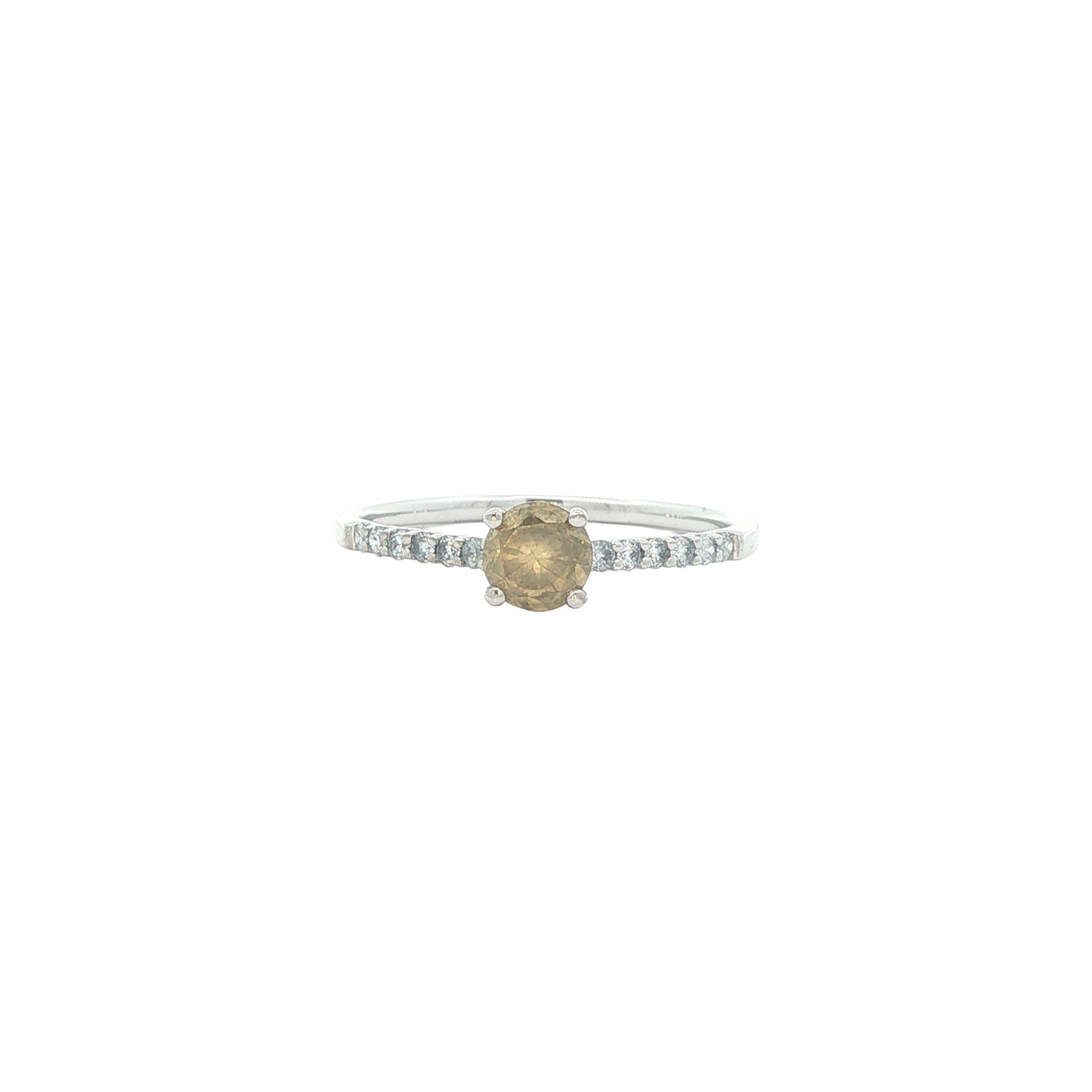 18KT White Gold 0.51ctw Yellow Diamond Engagement Ring size 7