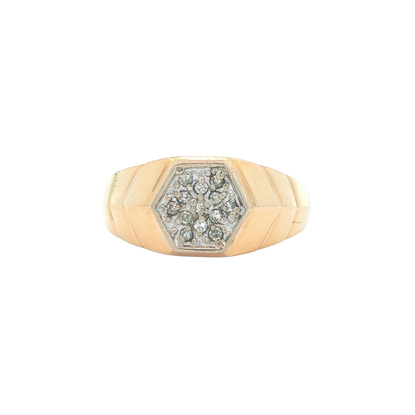 10K Yellow Gold Mens 0.10ctw Diamond Estate Ring size 12.5
