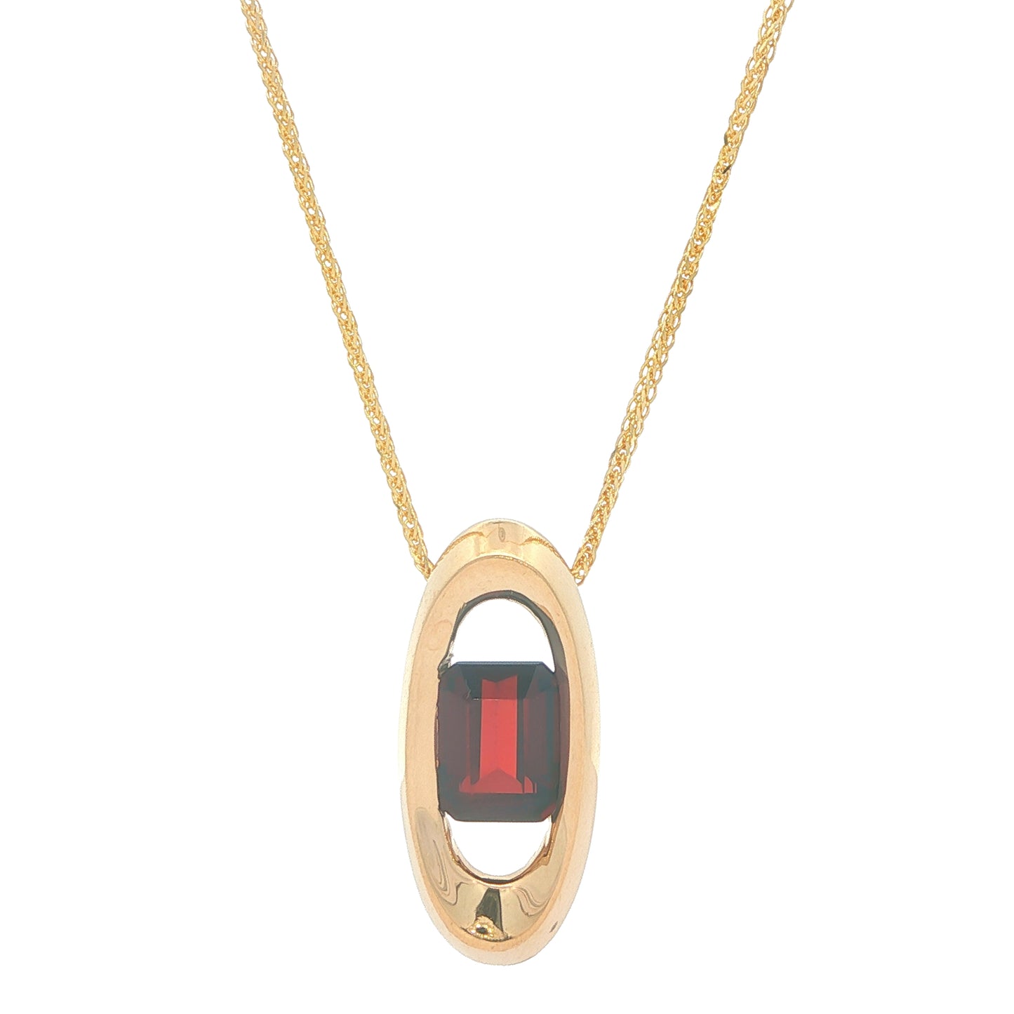 14K Yellow Gold Garnet 16+2 Necklace"