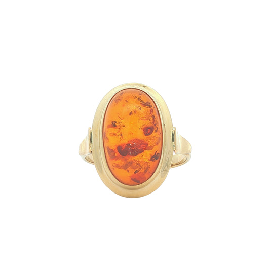 14K Yellow Gold Amber Estate Ring size 8.25