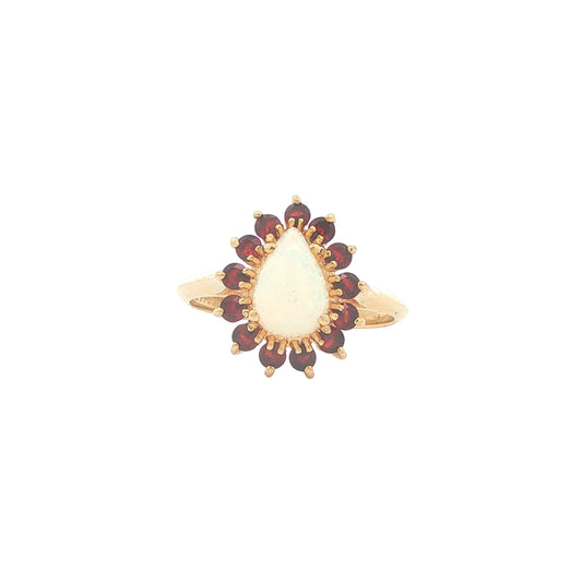 14K Yellow Gold Opal Ruby Estate Ring size 7.5