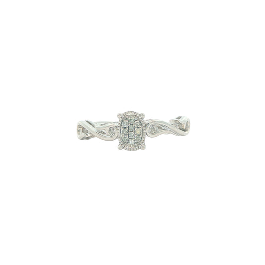 Sterling Silver Diamond Estate Ring size 6.5