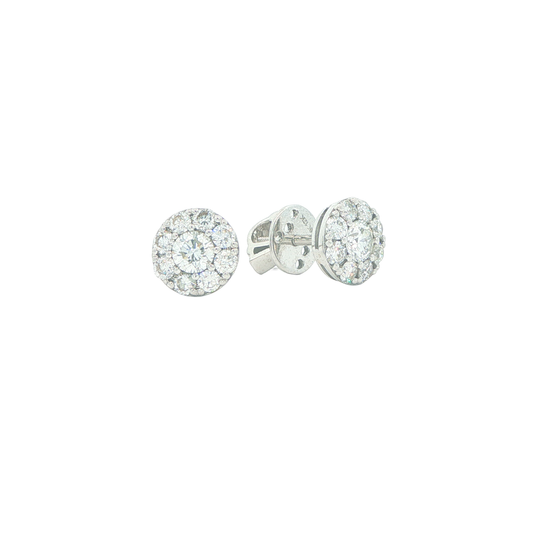 12KT White Gold 0.90ct Diamond Stud Estate Earrings