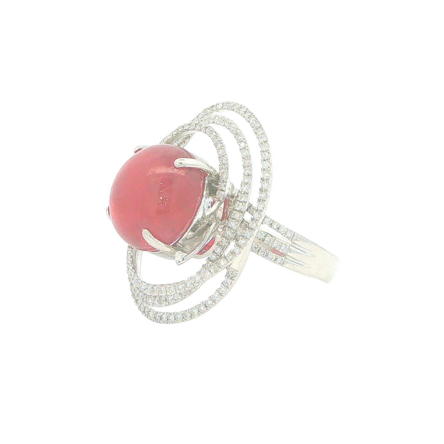 18KT White Gold 14.16ct Ruby and 0.50cttw Diamond Estate Cocktail Ring    size 8.5