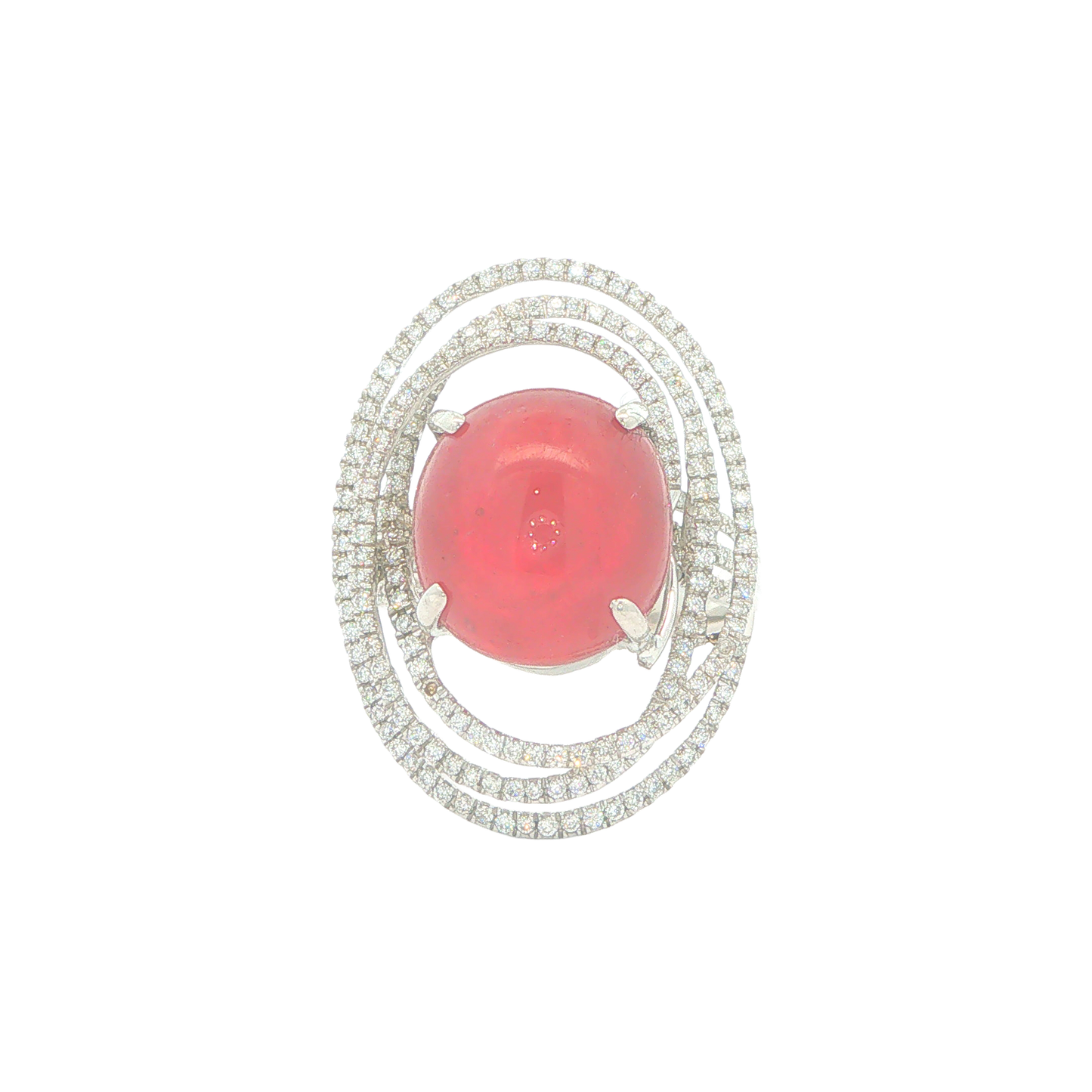 18KT White Gold 14.16ct Ruby and 0.50cttw Diamond Estate Cocktail Ring    size 8.5