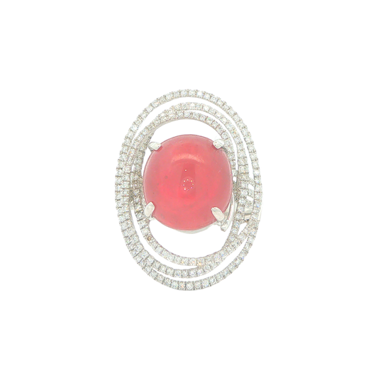 18KT White Gold 14.16ct Ruby and 0.50cttw Diamond Estate Cocktail Ring    size 8.5
