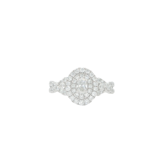 10KT White Gold 0.75cttw Diamond Engagment Ring    size 7.5