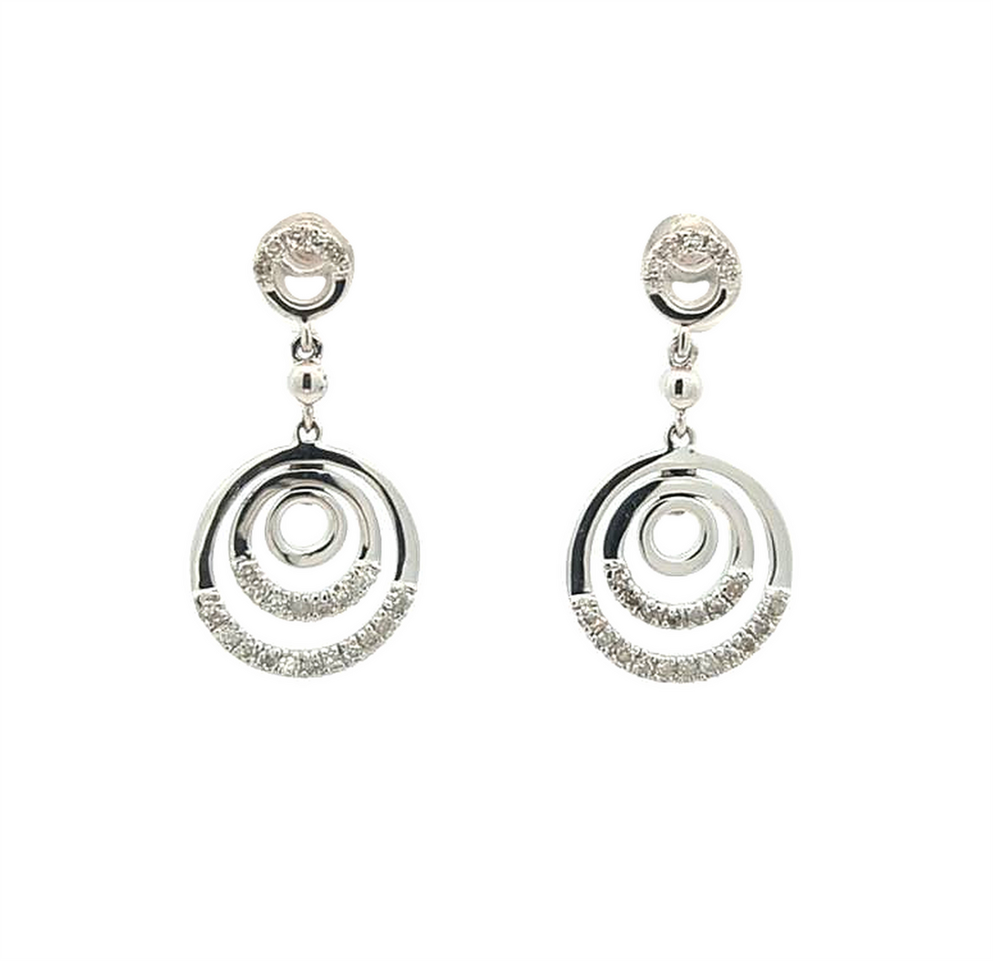 14KT White Gold Diamond Estate Drop Earrings
