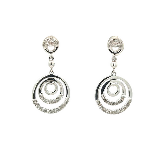 14KT White Gold Diamond Estate Drop Earrings
